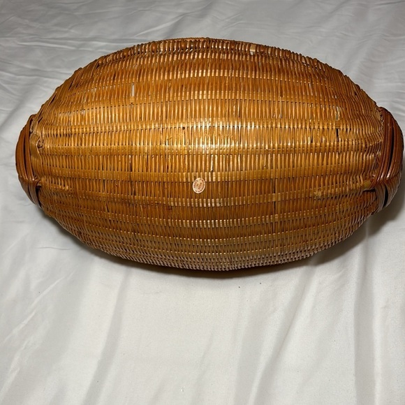 Vintage Oval Handled Gathering Storage Basket Hand Woven~Boho~14" x9"x11" High - Picture 8 of 11